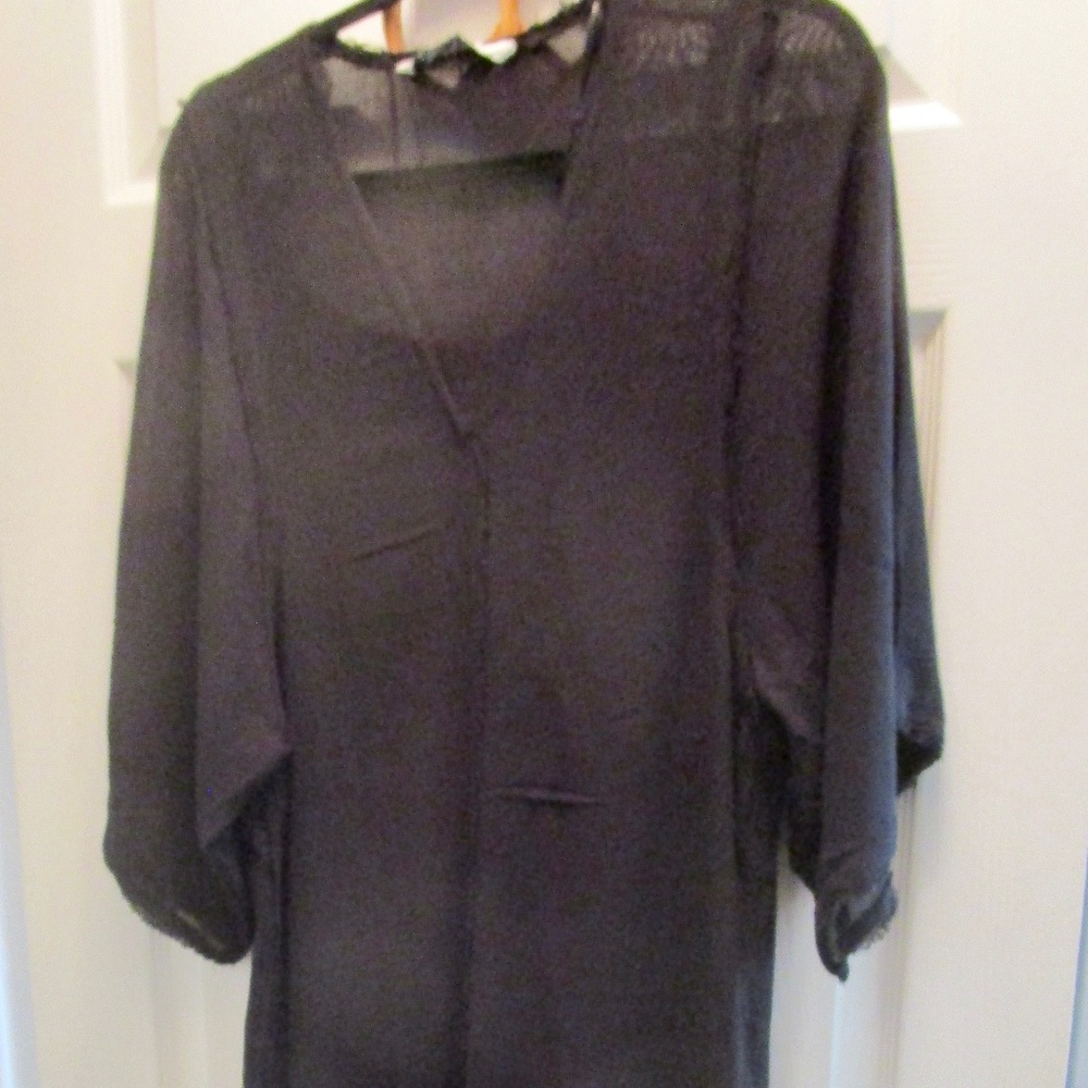 ZARA Women's Tunic Basic Black Semi Sheer Midi Dress Size XS